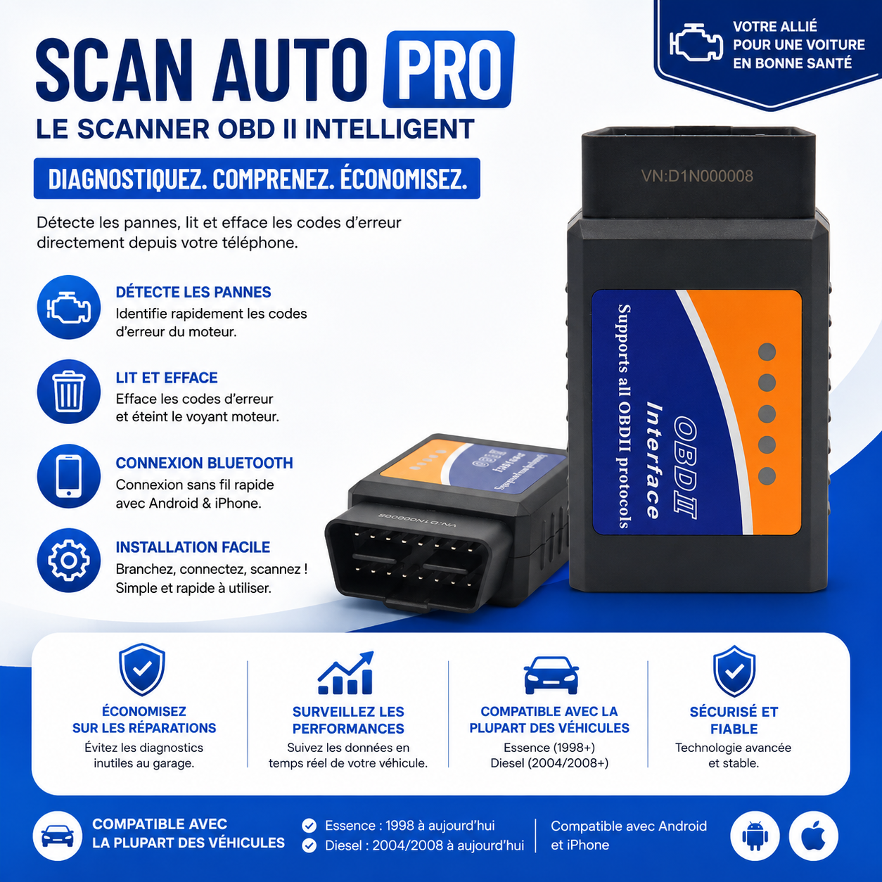 🔧 ScanAuto Pro™ – Le Scanner Intelligent qui Révèle les Pannes de Votre Voiture