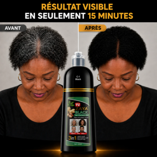 🖤 Shampoo Colorant 3-en-1 — Retrouve des cheveux noirs facilement