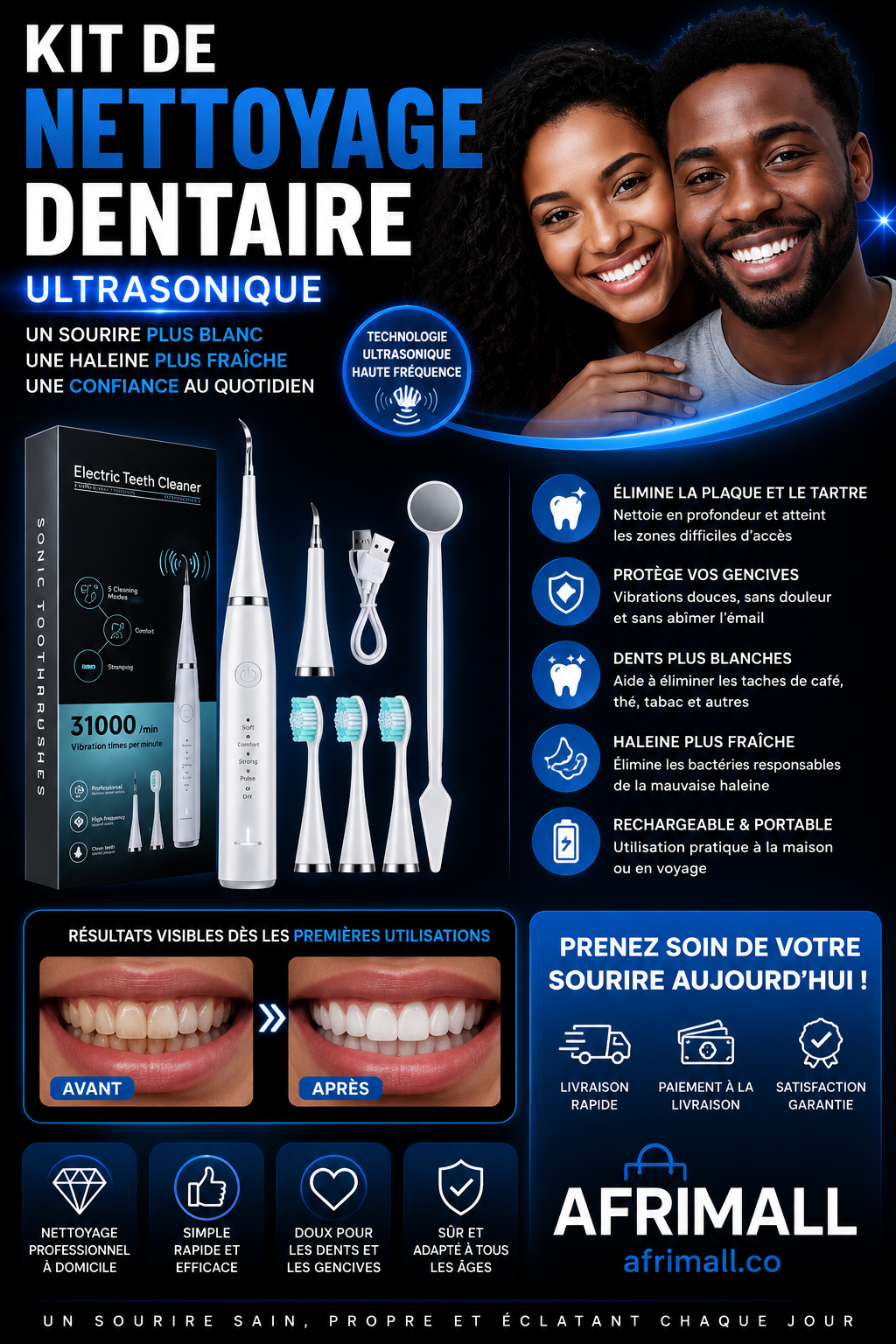 Kit de Nettoyage Dentaire Ultrasonique