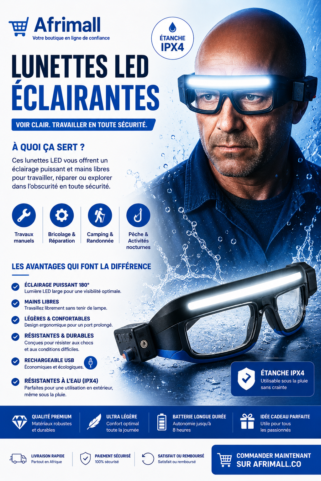 🔦 HeadLamp Glass™ — La lumière intelligente qui garde vos mains libres