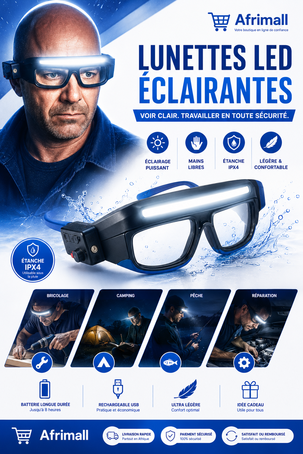 🔦 HeadLamp Glass™ — La lumière intelligente qui garde vos mains libres
