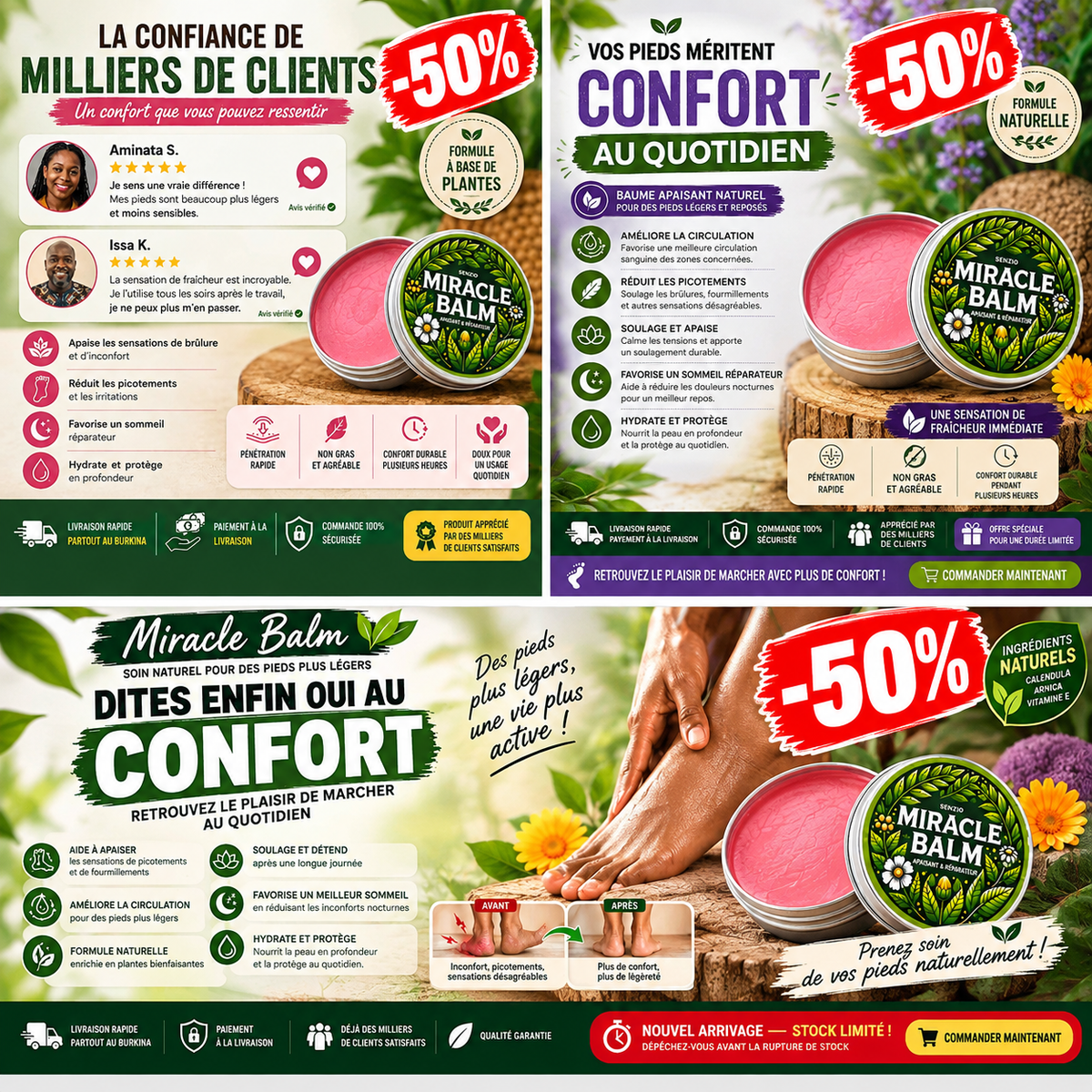 POUR DES PIEDS PLUS LÉGERS : VARICES, JAMBES LOURDES, PICOTEMENTS OU INCONFORT AUX PIEDS ET ARTICULATIONS — MIRACLE BALM, ET SI C’ÉTAIT LE MOMENT D’ESSAYER ?.