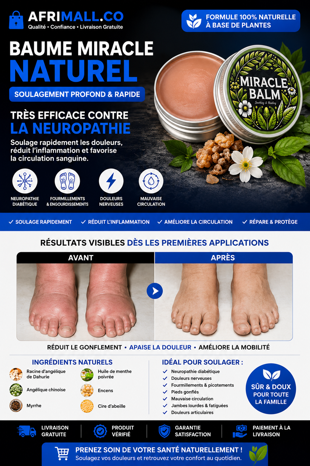 Baume Miracle - Soulagement Actif des douleurs liées aux nerfs