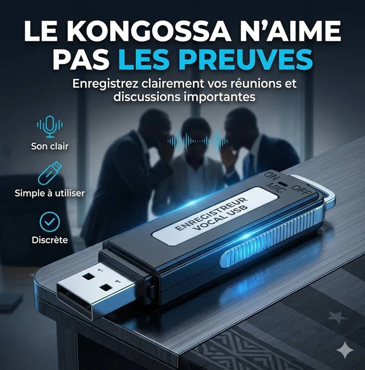 Clé USB Enregistreur Intelligent : Pour Réunions, Cours et Surveillance Discrète