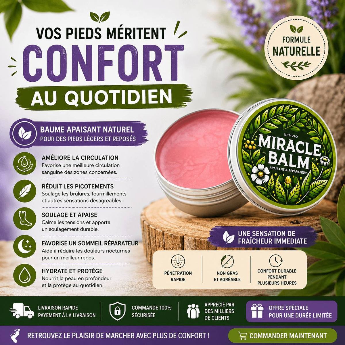 PiedLéger™ – Baume Apaisant aux Plantes